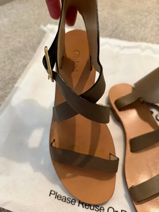 Chloe EU37 Gladiator Style Leather Strappy Sandals w/ Gold Hardware - Picture 5 of 9